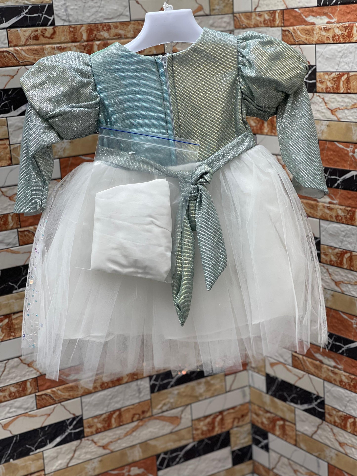 Royal Aura Teddy Frock with Pajama for Baby Girls – Elegant Eid Festive Dress Set-Green