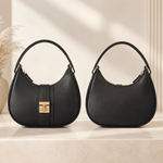 Black mini hobo shoulder bag front and back view