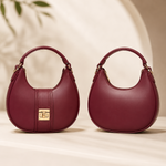 Cream beige mini hobo shoulder bag front and back view