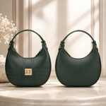 Dark green mini hobo shoulder bag front and back view