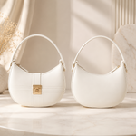 White mini hobo shoulder bag front and back view