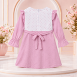 Back view of pink baby girls frock suit with matching pajama