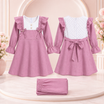 Baby girl wearing pink frock suit with pajama and teddy charm